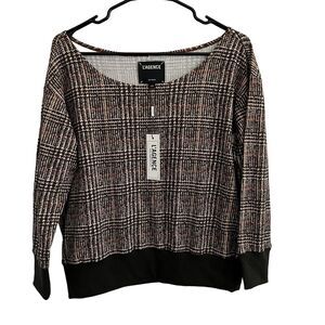L’Agence Kimora Sweatshirt Womens Small Off The Shoulder Brown Plaid